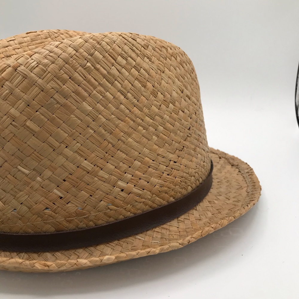 Classic Straw Fedora Hat with Brown Band